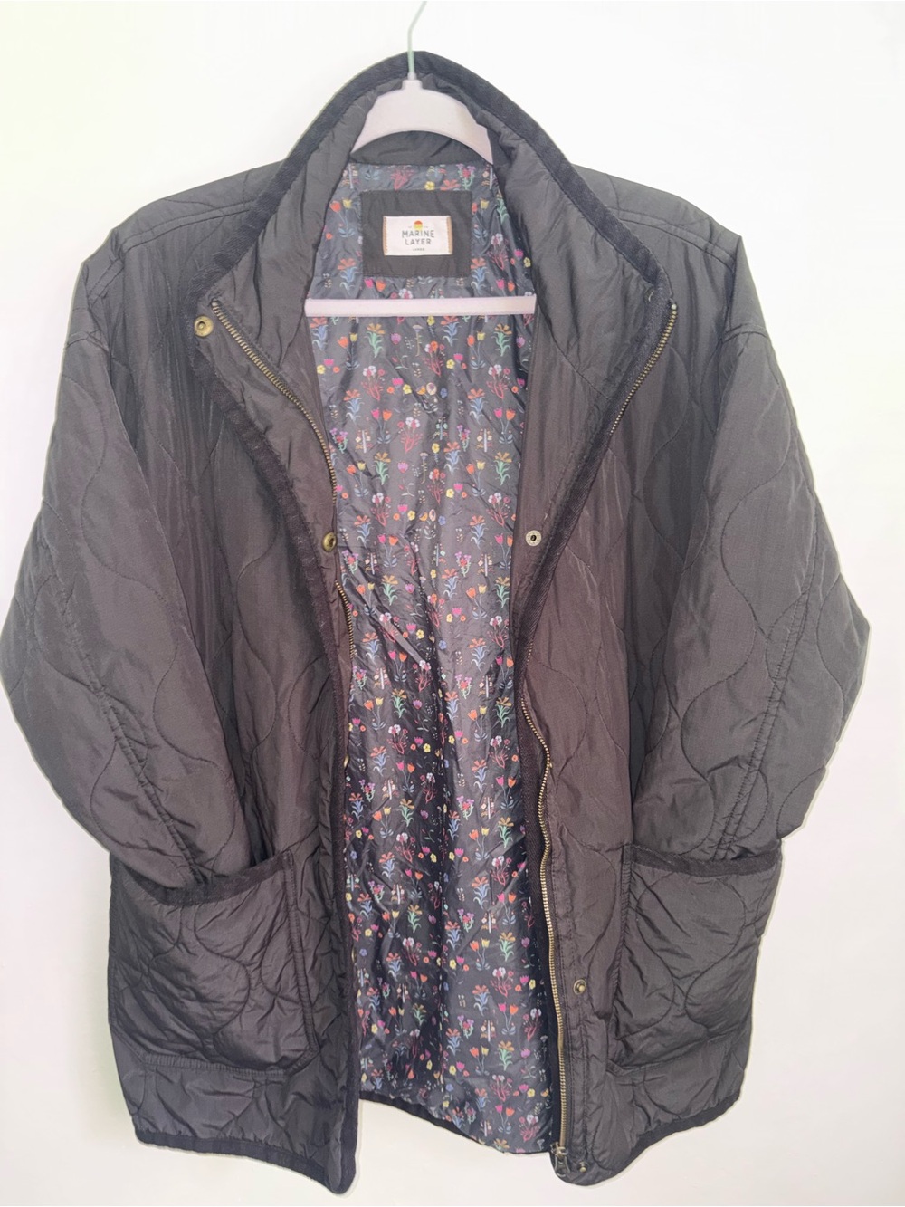 Marine Layer | Women’s Quilted Jacket with Floral Lining| Sz L